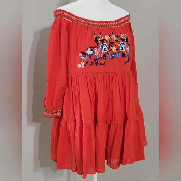 🤩Host Pick❤️FREE PEOPLE Boho Sunbeams Mini Dress w/Embroidery Women's Size XS - Picture 7 of 11